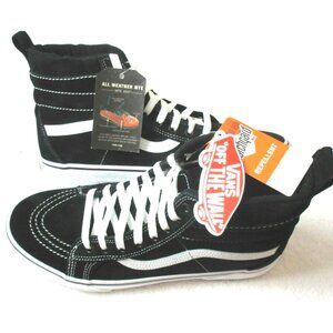Vans Women's Sk8-Hi MTE All Weather Suede Skate Boots Black True White Size 10
